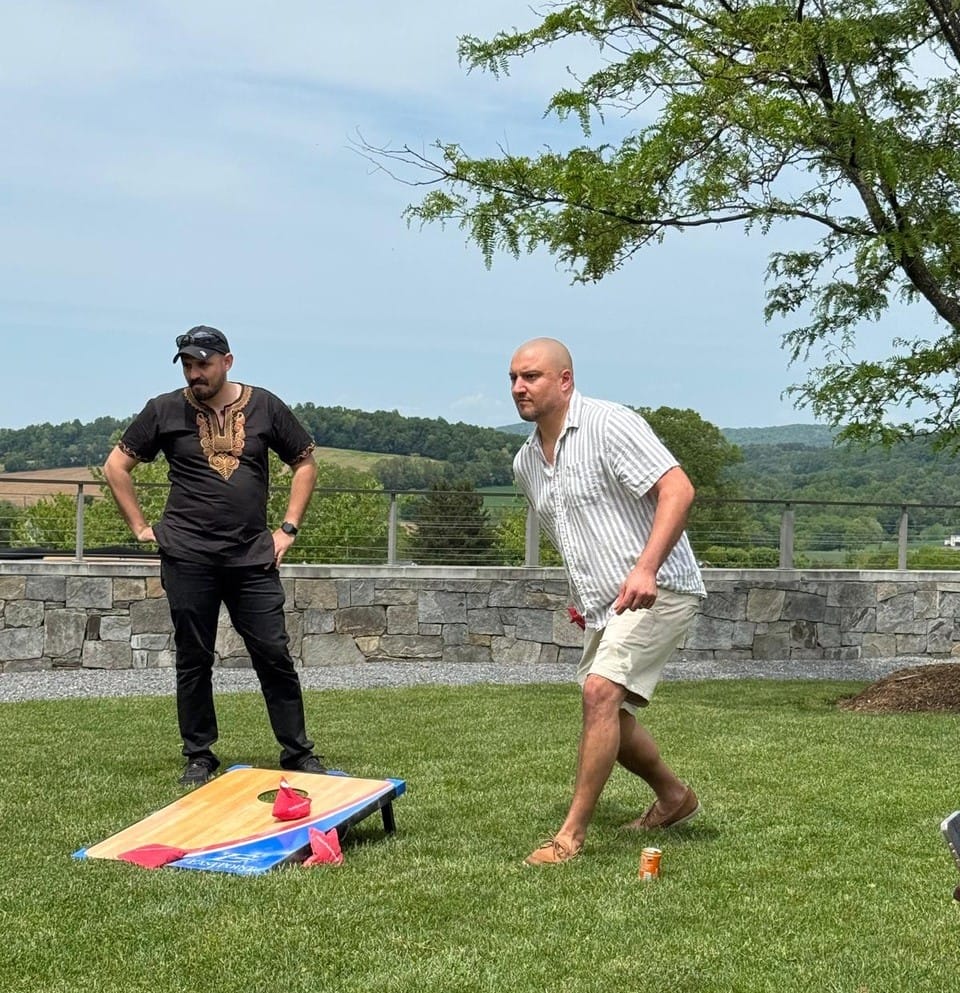 Peter Barkanic playing a back yard game